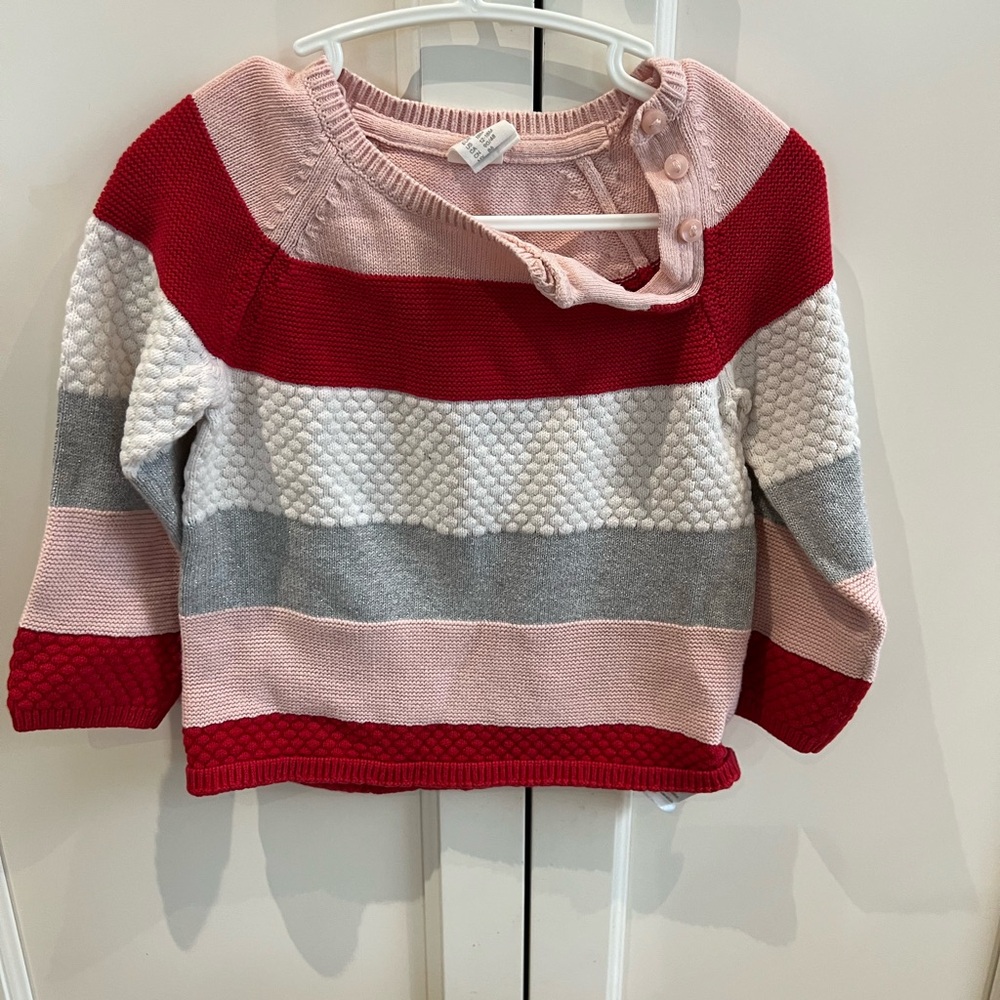 H&M Soft Pink striped Knit Sweater 18m